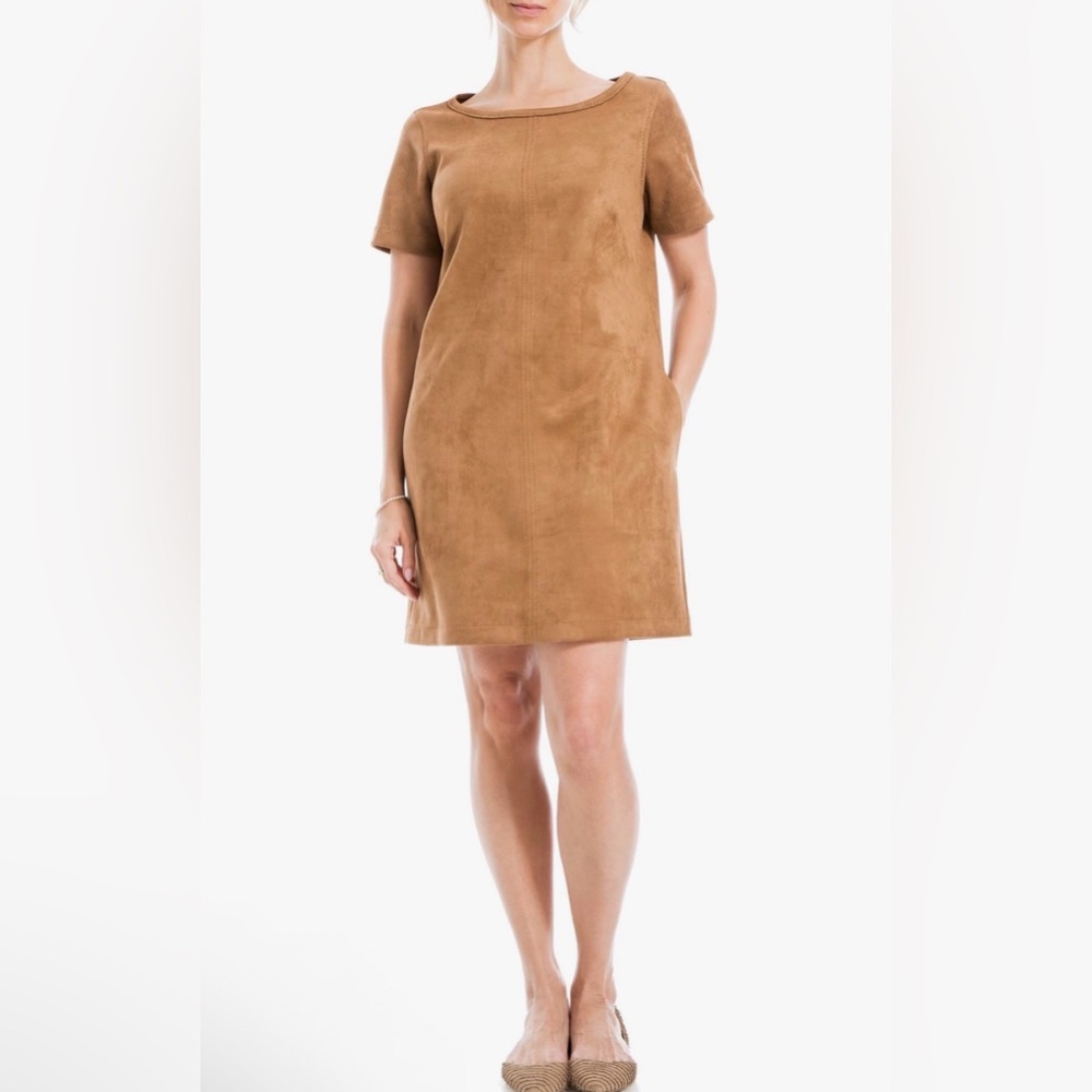 Max Studio London Vicuna‎ Faux Suede Shift Mini Dress With Pockets